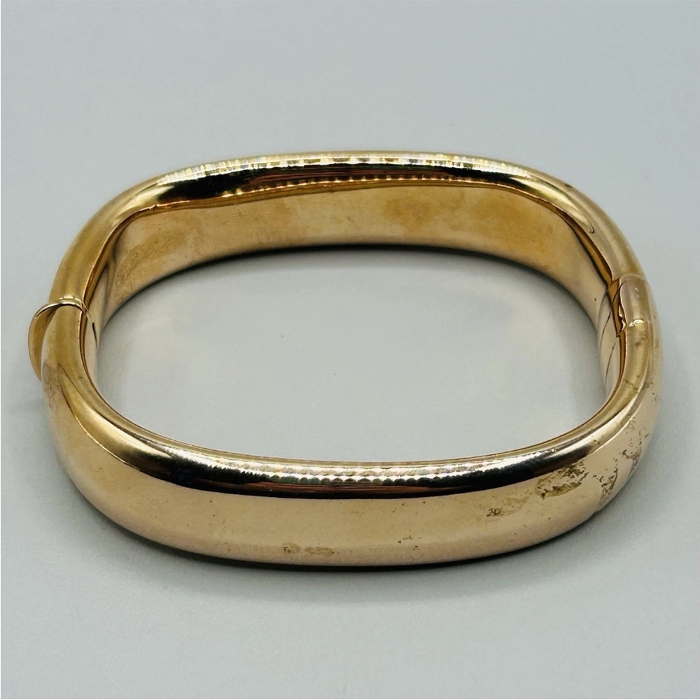 Pair of Square-ish Bronze MILOR Bangles from Italy: 1 Hollow, 1 Solid PeachyRose - Picture 4 of 16
